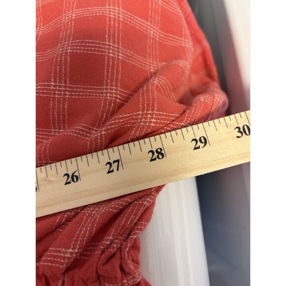 Easel Linen Blend Tunic Dress Orange Plaid Large - Picture 7 of 7